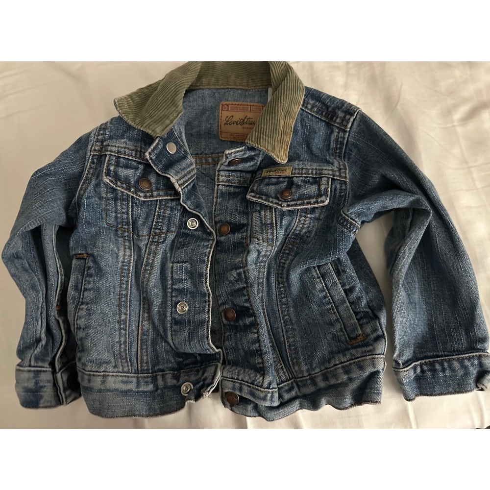 Custom Pikachu Pokemon Denim Jacket Toddler 24M Levi's Corduroy Collar‎ Kid-core